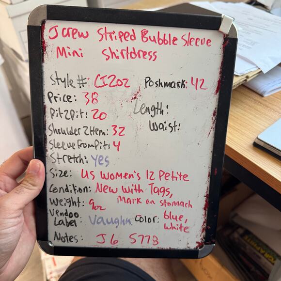 J Crew Striped Bubble Sleeve Mini Shirt Dress US Women's 12 Petite - Picture 7 of 7